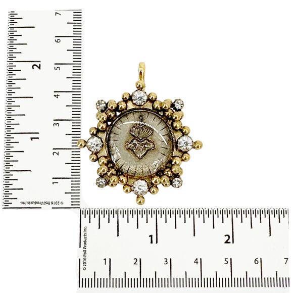 VIRGINS SAINTS & ANGELS VSA Cloister Sacred Heart Medallion in Gold - Picture 5 of 5